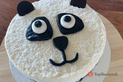 Recept elkészítése Finom kókuszos panda torta, málnapürével, vaníliakrémmel, lépés 2