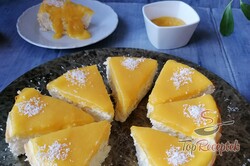 Recept elkészítése Fitt túrós sütemény mangóval és kókusszal, lépés 2