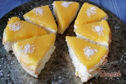 Recept elkészítése Fitt túrós sütemény mangóval és kókusszal, lépés 3