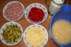 Recept elkészítése Sós kocka sajttal és sonkával, lépés 1